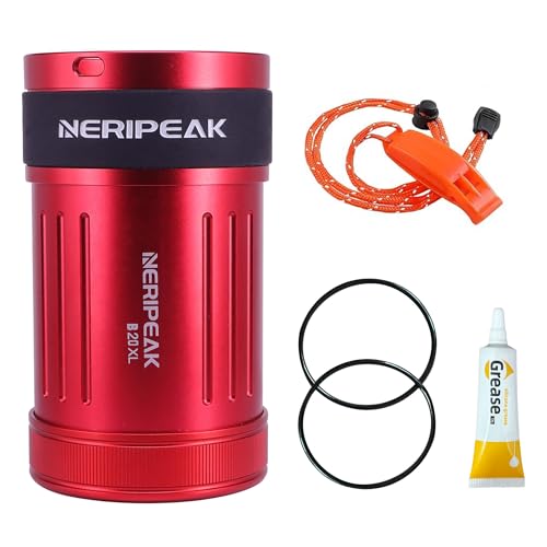 Neripeak-XL Waterproof PLB Container Car Key Case 429 FT IPX8 Rugged Aluminum Personal Locator Beacon Credit Card Wallet Capsule for Scuba Diving & Watersports, Buoyant Dry Box - color: Red