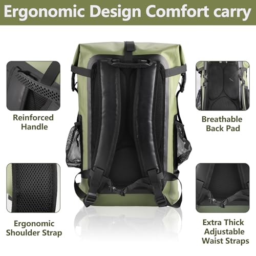 Waterproof Backpack, 40L Large Capacity Dry Bag, Hiking Travel Backpack | Roll-Top, Heavy Duty, Reflective Strips, Wear-Resistant, Tear-Resistant Backpack for Kayaking, Hiking, Rafting, Boating