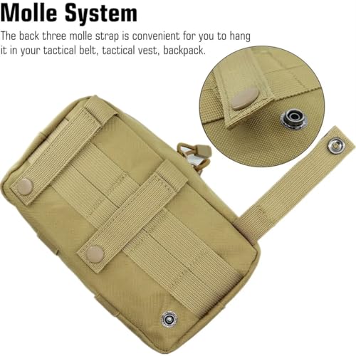 Tactical Molle Pouch, Multi-Purpose EDC Admin Pouch Utility Gadget Gear Backpack Military Waist Bag for Outdoor, Hunting, Traveling, Hiking - color: Tan