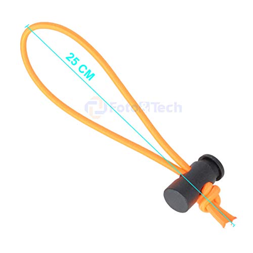 Foto&Tech Multipurpose Extra Thick Elastic Cable Tie and Organizer, Adjustable Cable Strap Toggle Tie, Reusable Tangle Tamer, Cable Management for Cord and Cable (10x 25CM, Orange) - color: Orange, size: 10 x 25 CM