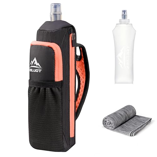 Zelvot Handheld Water Bottle Running with Phone Holder, 17 oz, Orange - color: Orange