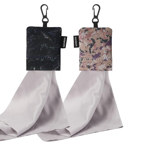 SEIBER Microfiber Eyeglass Cleaning Cloth with Neoprene Pouch,2PCS, Camomix | 7x7 inch Cloth For Glasses, Laptops, Cameras, Screen,Self-Closing Bottom - color: Camo Mix-(2pack)