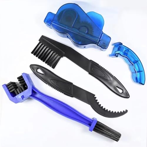 Bike Chain Cleaning Kit Compact 5 Piece Brush Set Plastic Design for Mountain Cycling and Road Bike Chain Maintenance, 4PCS