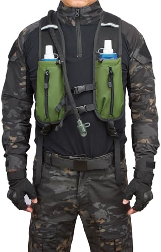 Running Hydration Vest Pack Tactical 3L Water Bladder Backpack Bag for Cycling Marathon Hiking Daypack Men & Women - color: OD Green
