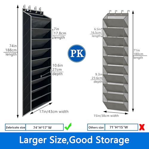 10 Tiers Shoe Organizer for Closet, 20 to 30 Pairs Shoe Rack Door - color: Black/Grey
