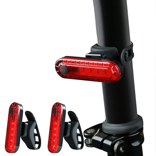 2 Pack Bike Tail Light, Bright USB Rechargeable Rear Bike Light, Easy Bicycle Installation, Waterproof IP44, 4 Modes LED Bike Taillights for Adults Kids Men Women Road Mountain Desert