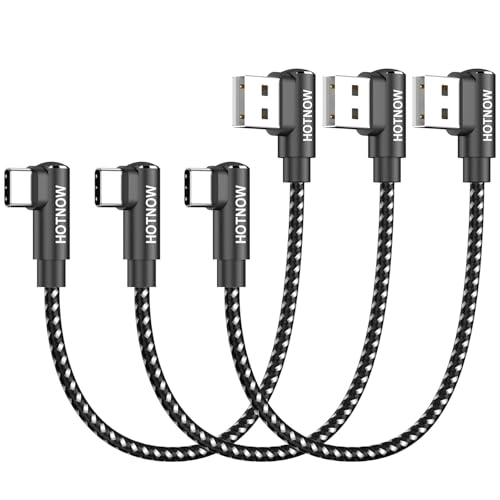 USB to USB C Cable 90 Degree 3Pack 0.5FT, Short Right Angle USB C Cable - color: Black, size: 0.5FT