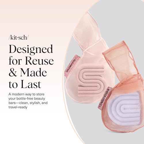 Kitsch Soap Saver Bag – Patented Mesh Bag Soap Holder – 2pc Set - color: Blush & Terracotta