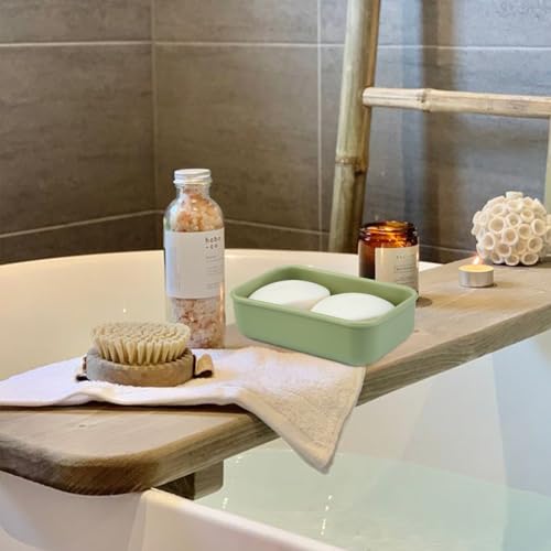 Travel Soap Container, Leakproof Soap Case, Large Shampoo Bar Case Soap Box | with Draining Layer, Slip-Resistant Portable Bar Soap Holder for Travel Camp Gym (Pea Green) - color: Rectangular Pea Green