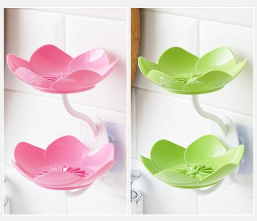Soap Holder Shower,bar soap Holder,Adhesive Soap Dish for Bathroom Wall - color: D-pink+green.