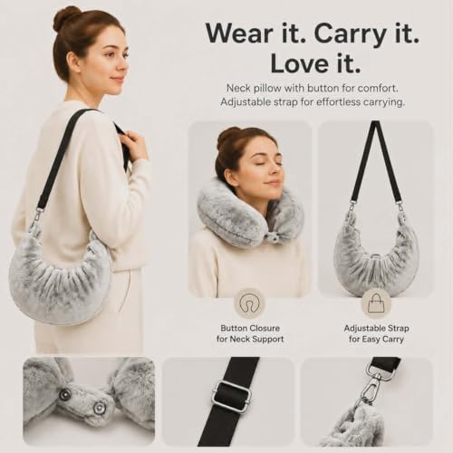 3-in-1 Travel Neck Pillow with Blanket & Carry Bag – Soft Flannel Blanket Set, Convertible U-Shaped Pillow, Compact Travel Kit for Airplane, Car, Camping - color: Blue