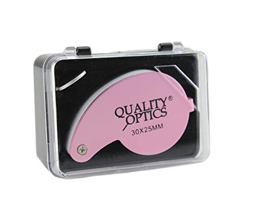 USA Folding Jewelers Loupe Style Pocket Magnifier - style: 30x Illuminated (Pink)