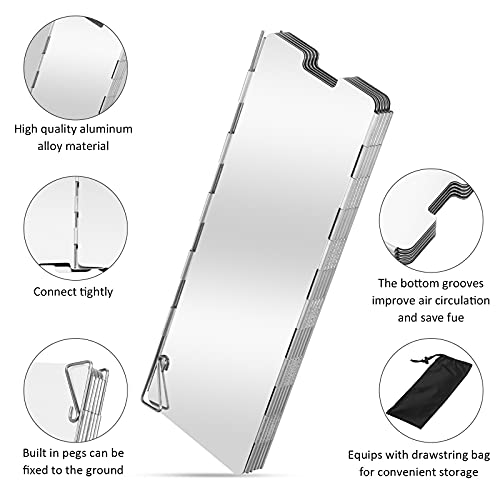 Folding Camping Stove Windscreen 12 Plates Aluminum Camping Stove Windshield with Carrying Bag Portable Camp Stove Wind Screen Outdoor Cooker Butane Burner Wind Shield - size: 12 Plates Windscreen