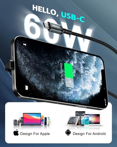 USB C Cable 10ft, 60W Type C Charger Fast Charging, Right Angle USB-C Cord | USB C 90 Degree Cord Charger, USB C 90° For iPhone 17/16/15 Pro Max, Apple MacBook Pro, iPad, Pixel, Samsung Etc. - size: 10ft