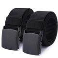 Mile High Life | Nylon Web Belt | Outdoor Military Belt | TSA Safe Buckle Plastic/Metal - color: Black2pc