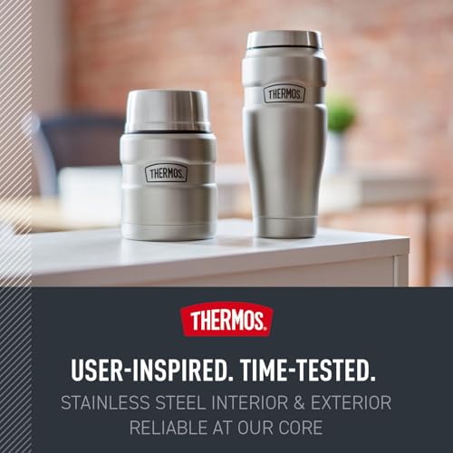 THERMOS Stainless King Food Jar with Spoon, 16oz, Matte Green - color: Matte Green, size: 16 Ounce