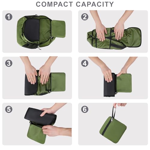 Lightweight Hiking Backpack 18L Packable Foldable Small Daypack Collapsible Travel Bag Water-Resistant for Women Men (Green) - color: Green, size: Small