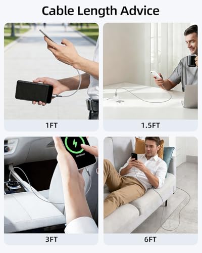 USB C Cable, 1.5FT 3 Pack, USB C to USB C Cable Fast Charging 65W Cord - color: Grey+White, size: 1.5FT