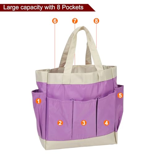 HARFINGTON Garden Tool Bag 11.2" x 5" x 11" Large Oxford Waterproof with Pockets Garden Tote Bag Gardening Plant Tool Organizer Storage Carrier Store for Outdoor Women Men, Purple - color: Purple