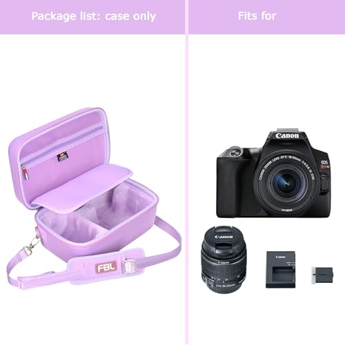 FBLFOBELI EVA Camera Case for Canon EOS Rebel T7/T8i/T5/R50/R100 | Hard EVA Shell, Shockproof & Water-Resistant, Custom Molded Interior, Detachable Shoulder Strap, Travel Storage Bag, Purple - color: Purple