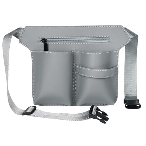 Scissor Bag,Barber PU Leather Waist Pouch,Professional Hairdressing Tools Storage Holster with Waist Belt,Hairstylist Waist Belt,Professional Hairdressing Tools Storage Holster - color: Light Gray