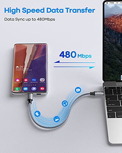 etguuds USB C to USB C Cable 1ft, 2-Pack 60W C to C Cable Fast Charging | for iPhone 17 16 15 Pro Max Plus Air, Samsung Galaxy S26 S25 S24 S23, USBC iPad MacBook Charger Cord Type C, Pixel, Gray - color: Gray, size: 1ft