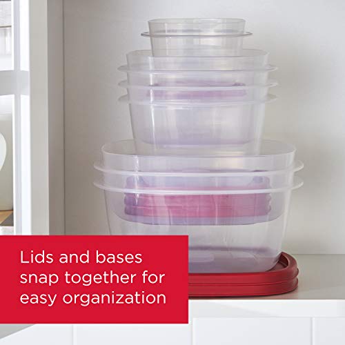 Rubbermaid 16-Piece BPA-Free Plastic Food Storage Set, Red Vented Lids - Microwave, Dishwasher Safe: Perfect for Meal Prep, Leftovers, and Kitchen Organization - size: 16-Piece