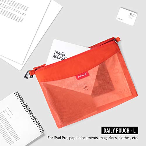 pack all 3 Pcs Water-Resistant Zipper Pouch, Mesh Zipper Bag - color: Orange, size: Set
