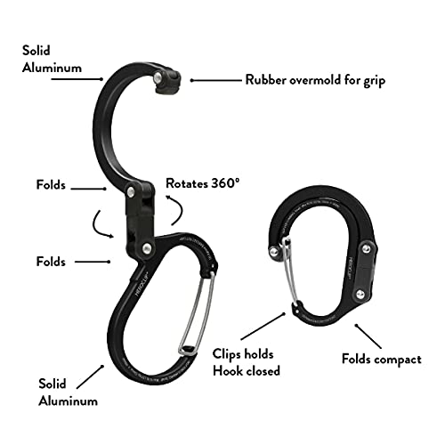 GEAR AID HEROCLIP (Small) Carabiner Gear Clip and Hook, for Hanging Bags, Purses, Lanterns, Strollers, Tools, Helmets, Water Bottles, and More - color: Black & Red, style: 1 Pack