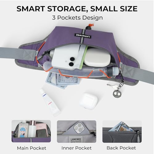 2L Fanny Pack for Women Men, RFID‑Blocking Travel Waist Pack - color: Purple