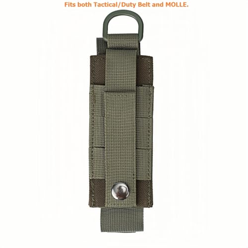 Tactical Flashlight Holster MOLLE Torch Holder MK4 OC/Mace Pepper Spray Canister Carrier EDC Flash Light Pouch Multitool Case with Strap&Snap Clip for Duty/Combat Belt Backpack Vest Chest Rig - color: Ranger Green