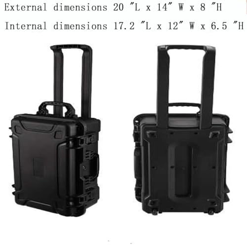 20" L x 13" W x 8" H Large Hard Case with Foam, Portable Rolling Hard Case with Wheels, Waterproof Shockproof Dustproof, Suitable for Cameras, Lenses, Camcorder, Instrument, Telescopes - size: 20 Inch