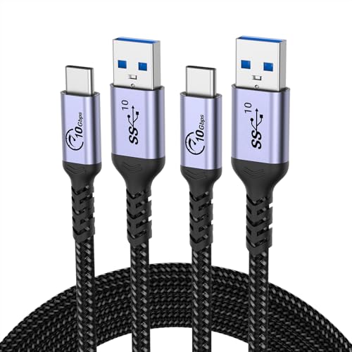 Long Android Auto USB C Cable, 6.6ft, 2 Packs, 3A Fast Charging | 10Gbps Data Transfer, USB A to USB C Cord, Compatible with Car Play, Car Charger, iPhone 16/15, Samsung Galaxy - color: Grey, size: 6.6 ft