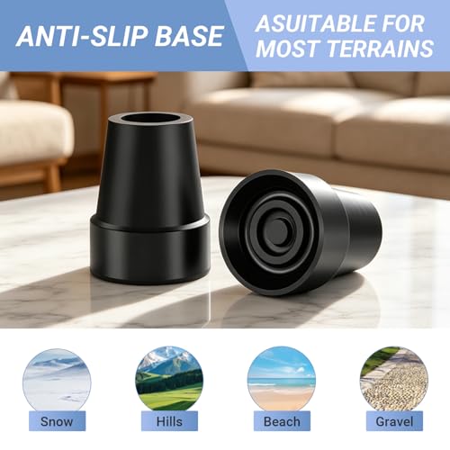 4-Pack Crutch Tips 7/8 Inch Upgrade Heavy Duty Rubber Crutch Accessories Replacement Rubber Cane Tips, Black - color: 7/8 Inch-4 Pcs Black