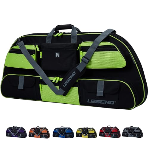 LEGEND Apollo Soft Bow Case - Compound Bow Case with Multiple Storage & Foam Padding, Lightweight Bow and Arrow Case for Archery Accessories, Bow Bag with Arrow Tube Pocket - 40" & 44" - color: Black / Green, size: 40in Inside Length