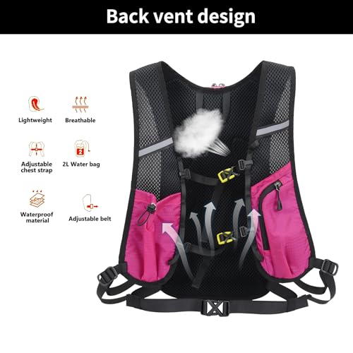 DOJUNS Hiking Backpack Lightweight Travel Backpack 20L Waterproof Hiking Daypacks Camping Backpack for Men Women (rose red) - color: Rose Red