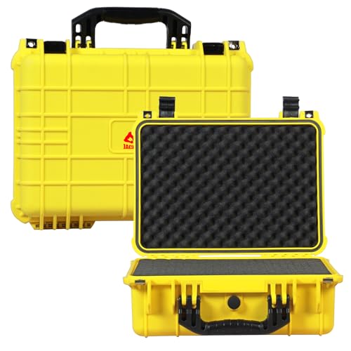 Jack Boss Waterproof Hard Camera Case with Pre-cut Foam,Yellow - color: YELLOW, size: 16x12.8x6.8 in