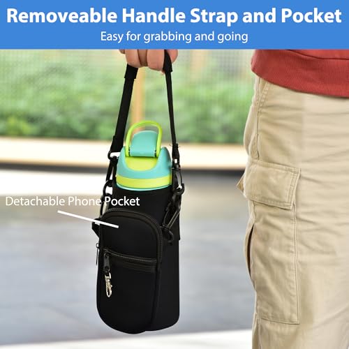 Water Bottle Carrier Bag with Strap, Fits Owala FreeSip 24/32 oz - color: Black, size: 24 ounce