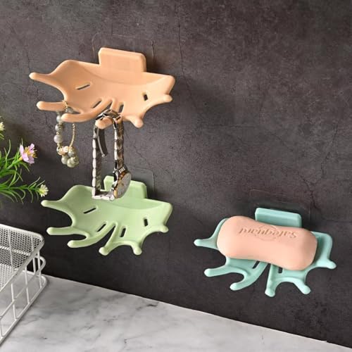 Creative Soap Holder for Shower - Wall Mounted Bathroom Soap Dish Organizer with Strong Adhesive Soap Tray for Kitchen Sink, Dish Soap Dispenser Holder,Gray - color: A-gray