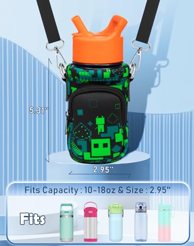 Miss Adola Kids Water Bottle Carrier, 10-18 Oz - color: Green World