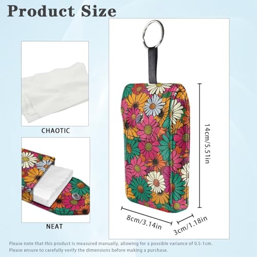 Portable Tissues Purse, Hanging Rope Tissue Bag Hippie Flower Reusable Paper Holder for Travel Outgoing Daily - color: Hippie Flower