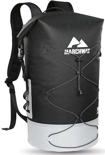 MARCHWAY Floating Roll Top Dry Bag, Flexible Lightweight TPU-coated Nylon Waterproof Backpack 20L/30L/40L with Padded Straps for Boating, Kayaking, Swimming, Hiking, Beach (Black, 40L) - color: Black, size: 40L