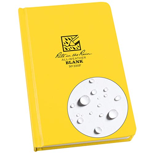 Rite in the Rain Weatherproof Hard Cover Sketchbook Notebook, 4.75" x 7.5", Yellow Cover, Blank Pattern (No. 330F) - color: Yellow, style: Traditional