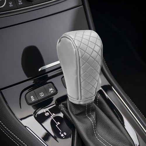 Leather Car Gear Shift Knob Cover, Car Shifter Cover, Anti-Slip Dust Waterproof Gear Shifter Stick Protector, Auto Automatic Shift Knob Handle Protector for Most Vehicles (Silver) - color: Silver