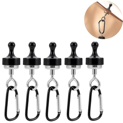 Camping Magnetic Hooks,Magnet Clip Hanger with Carabiner,Heavy Duty Earth Magnets, Cruise Hanging, Multifunctional Tent Canopy Magnetic Hooks, Suitable Camping Hiking Traveling, 5 Pack