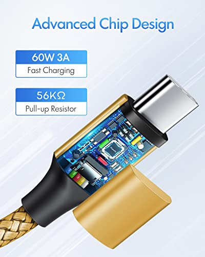 etguuds USB C to USB C Cable 3ft, 2-Pack 60W C to C Cable Fast Charging | for iPhone 17 16 15 Pro Max Plus Air, Samsung Galaxy S26 S25 S24 S23, USBC iPad MacBook Charger Cord Type C, Pixel, Gold - color: Gold, size: 3ft