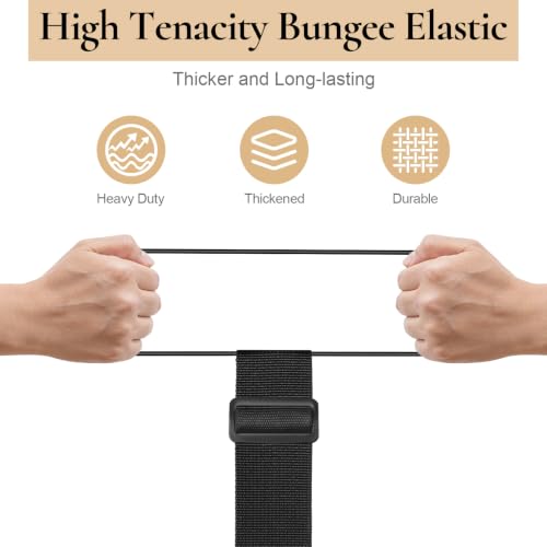 Luggage Connector Straps for Suitcases, Adjustable Add-a-Bag Belt 2 Pack | Multi-Use Strong Elastic Fastening Luggage Straps, Attach Carry-On, Backpack & Handbag, Hands Free Travel Essential, Black