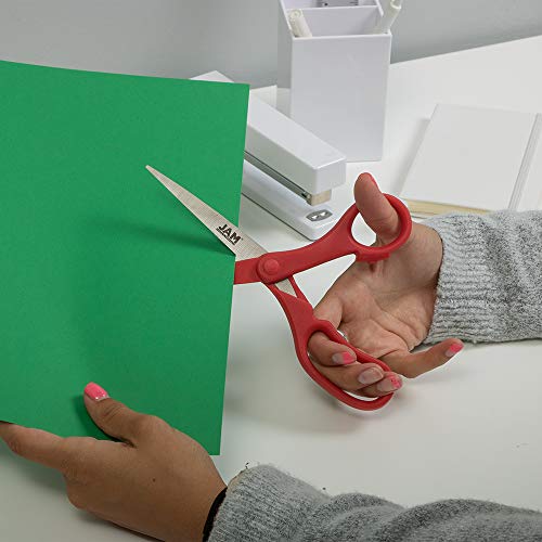 JAM PAPER Multi-Purpose Precision Scissors - 8 Inch - Red - Ergonomic Handle & Stainless Steel Blades - Sold Individually - color: Red, size: Standard (8 Inch)