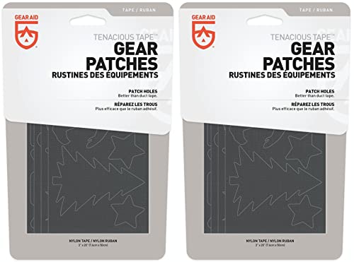 GEAR AID Tenacious Tape Gear Patches for Jacket Repair, Black Nylon, Camping, 3" x 20", 2 Pack - style: Camping Patches (64 Patches)