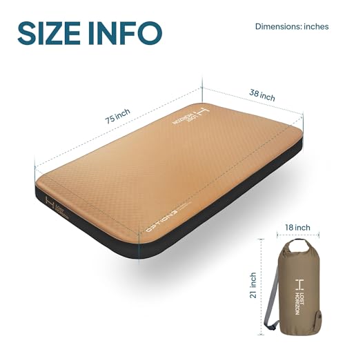 Lost Horizon Option3 Self-Inflating Foam Camping Mattress, Twin, 4.5" - color: Brown, size: Twin, style: Mattress Only